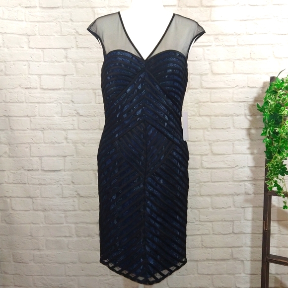 JS Collections Dresses & Skirts - WRL-B2 JS Collections Black Bandage Mesh Snake Python Cocktail Sexy Midi Dress